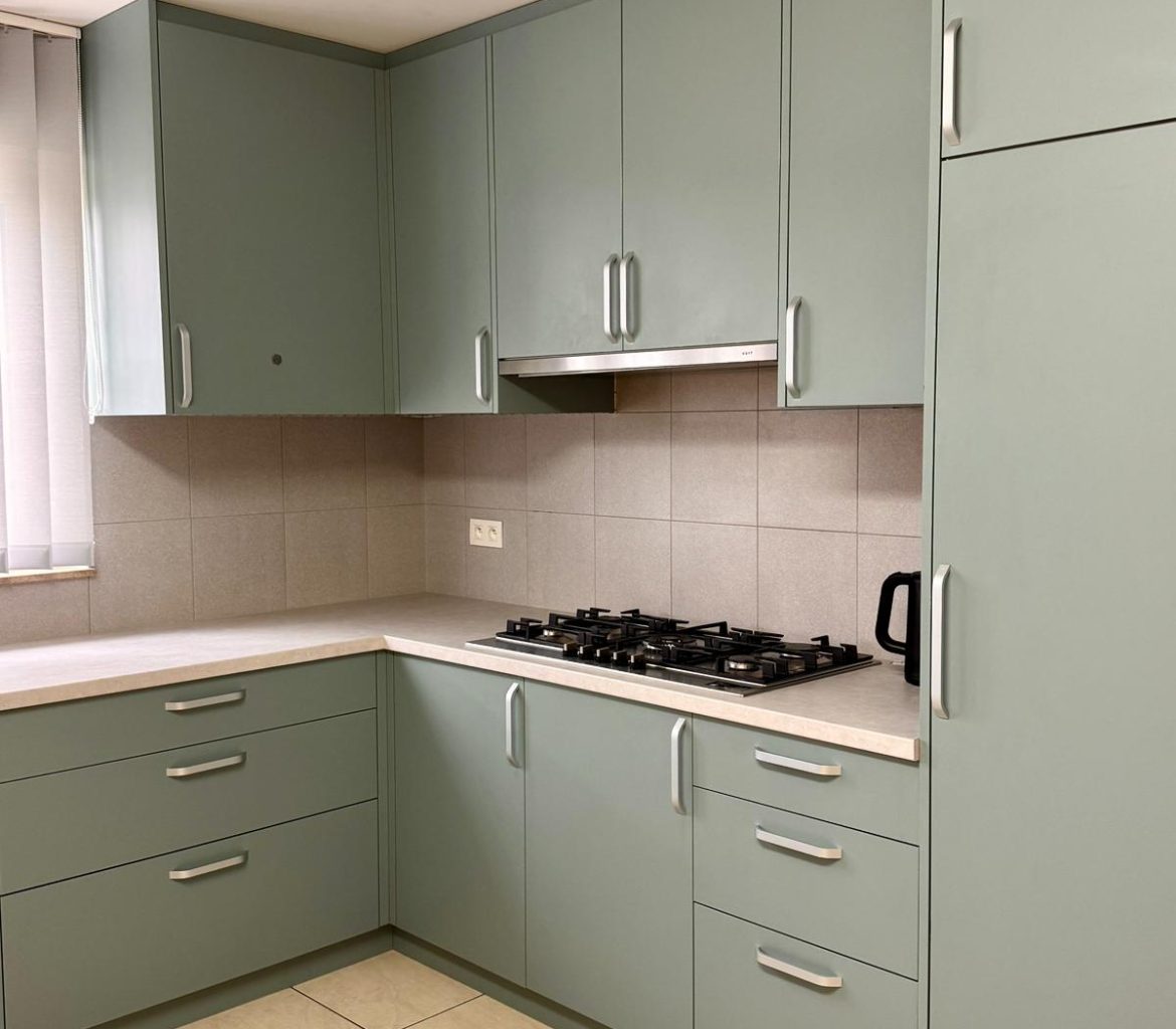 Cuisine sur mesure en mélaminé vert Bruxelles et brabant wallon